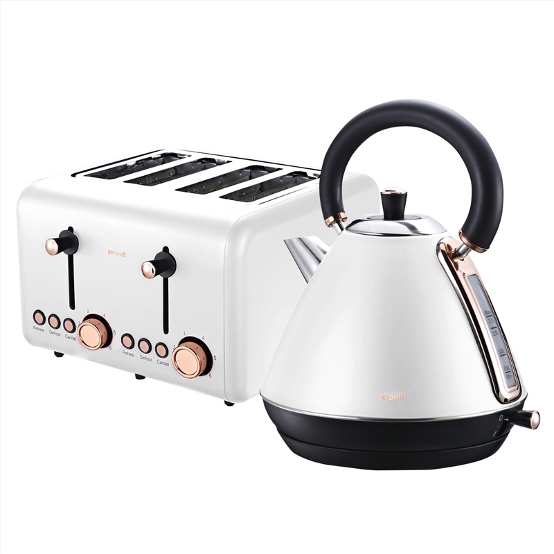 Pronti Rose Trim Collection Toaster & Kettle Bundle - White/Product Detail/Appliances