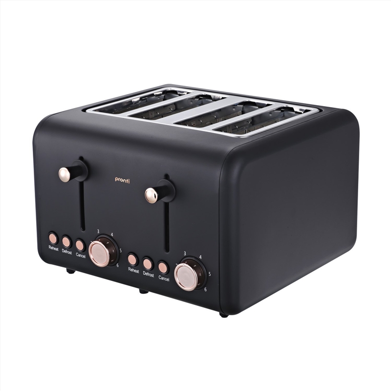 Pronti 4 Slice Toaster Rose Trim Collection - Black/Product Detail/Appliances
