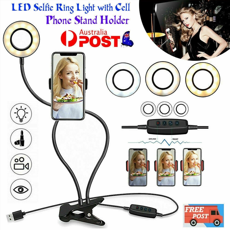 LED Selfie Ring Light with Cell Phone Holder Flexible Stand Live Stream Lamp AU/Product Detail/Lighting