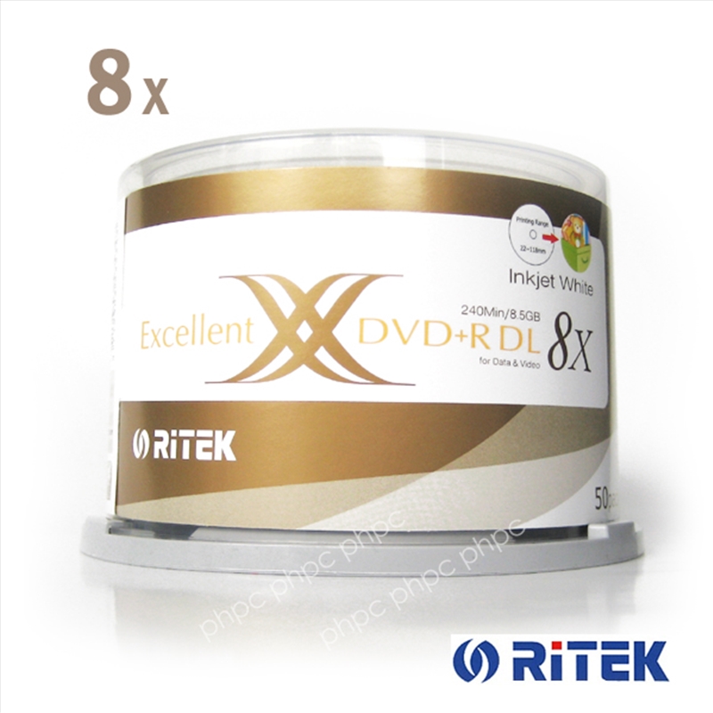 Ritek Ridata DVD+R Double Layer 8x Whitetop Printable 50pcs/Product Detail/Electronics