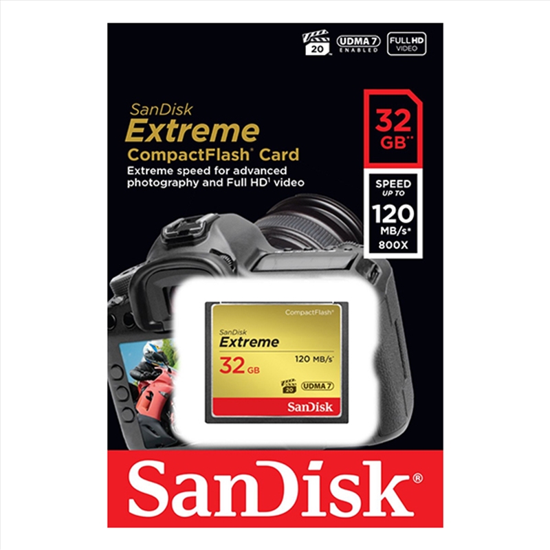 SanDisk 32GB Extreme CompactFlash Card with (write) 85MB/s and (Read)120MB/s - SDCFXSB-032G/Product Detail/Electronics