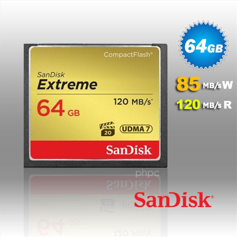 SanDisk 64GB Extreme CompactFlash Card with (write) 85MB/s and (Read)120MB/s - SDCFXSB-64G/Product Detail/Electronics
