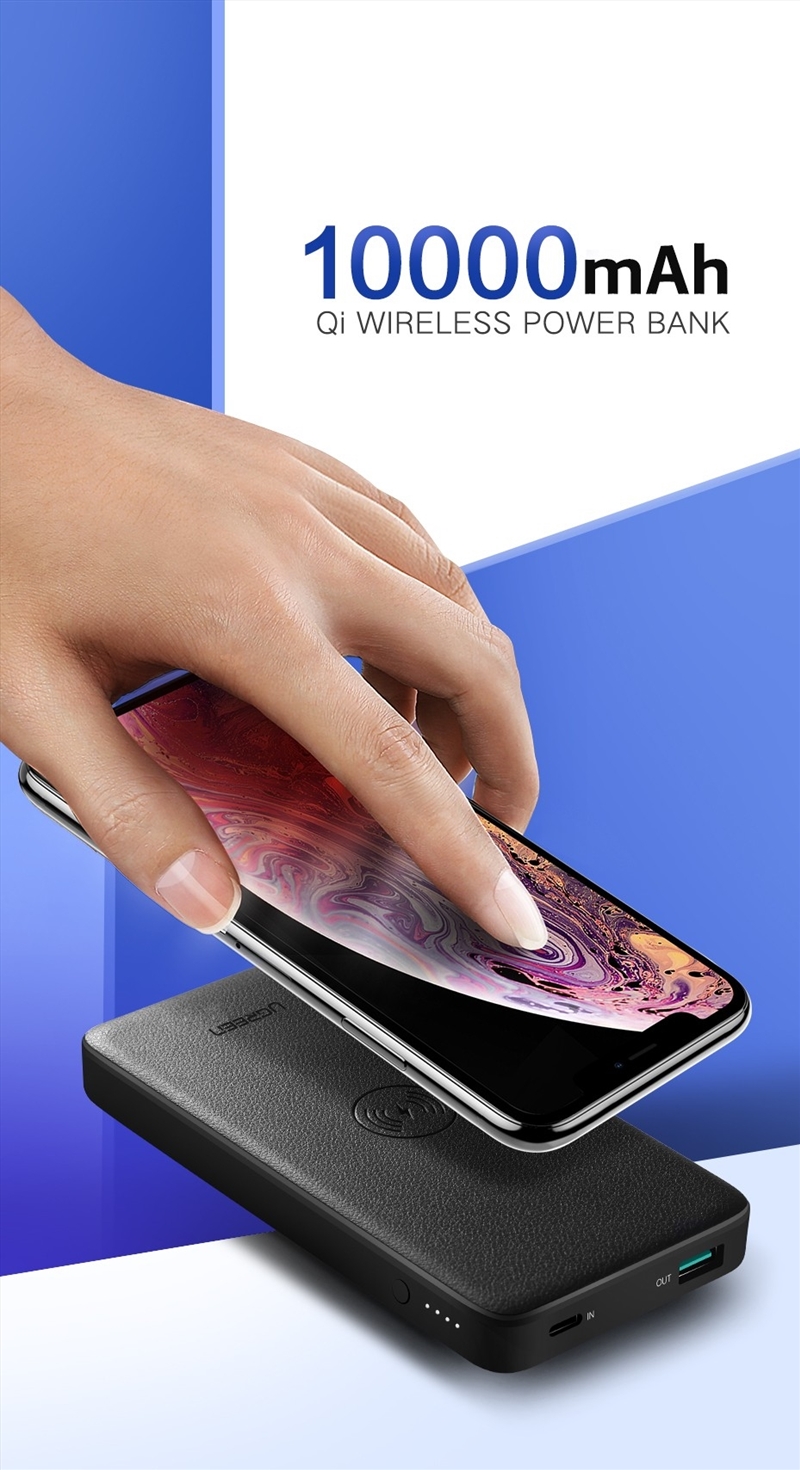 UGreen 10000mAh  Power bank  with 10W QI Wireless Charging Pad - Black 50578/Product Detail/Electronics