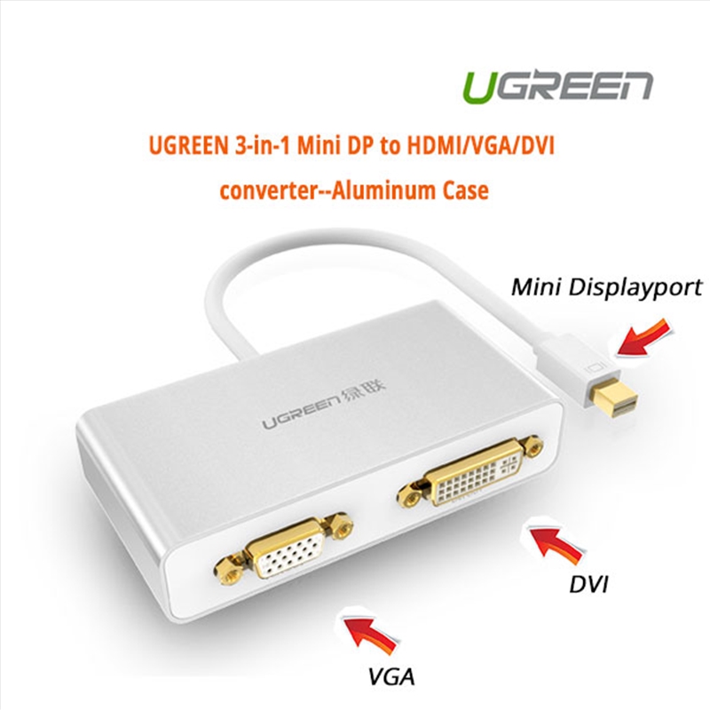 UGREEN 3-in-1 Mini DisplayPort to HDMI&VGA&DVI converter - white (10438)/Product Detail/Electronics