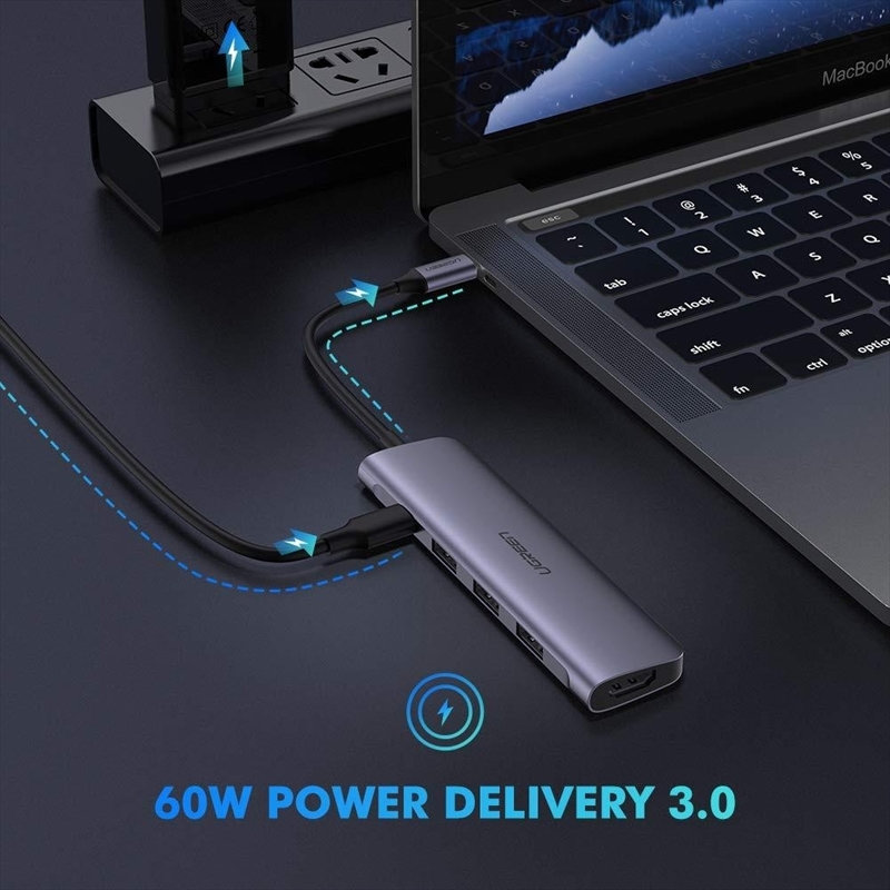 UGREEN TypeC 5 in 1 Adaptor - HDMI + USB 3.0*3 + TypeC PD Power Converter (50209)/Product Detail/Electronics