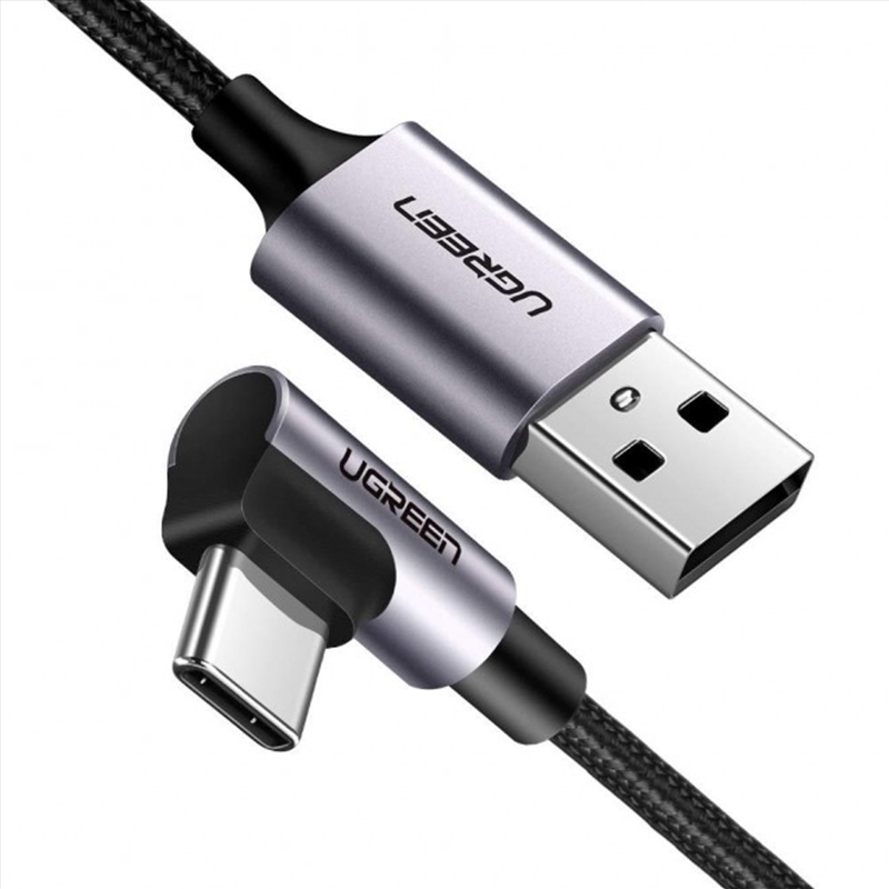 UGREEN USB-C to Angled USB2.0-C Round Cable M/M Aluminum Shell Nickel Plating 1m (Gray Black) 50123/Product Detail/Cables