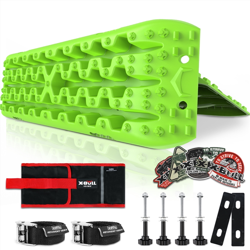 X-BULL 2PCS Recovery Tracks Snow Tracks Mud tracks 4WD With 4PC mounting bolts Green/Product Detail/Outdoor