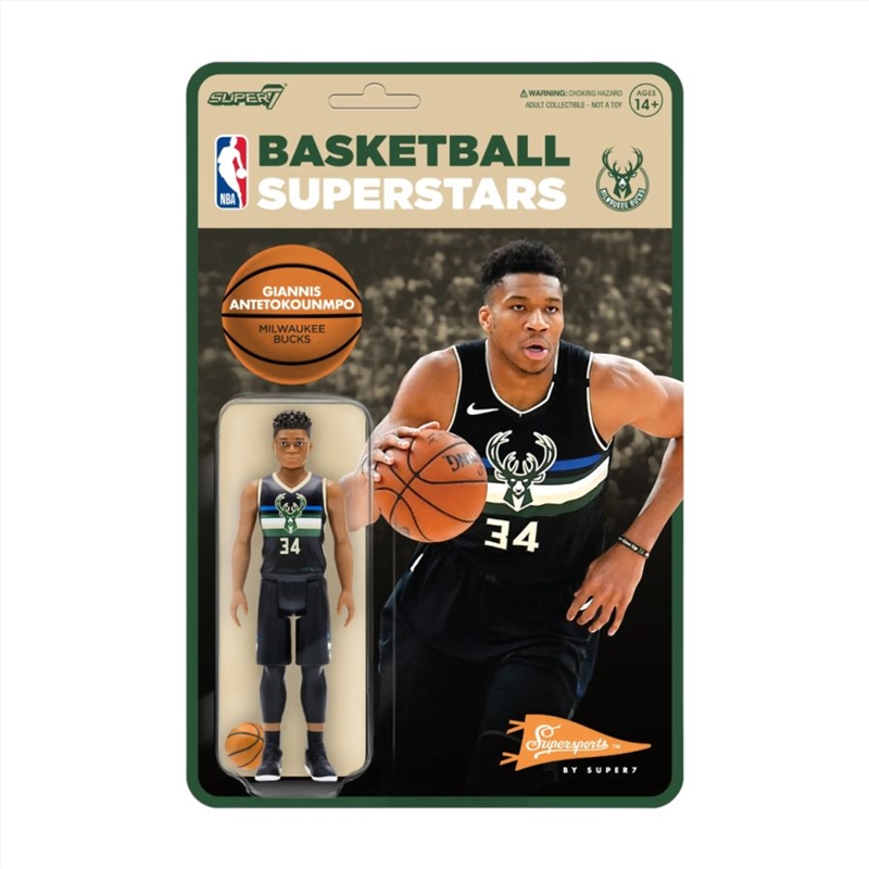 NBA - Giannis Antentokuompo Milwaukee Bucks Supersports ReAction 3.75" Action Figure/Product Detail/Figurines