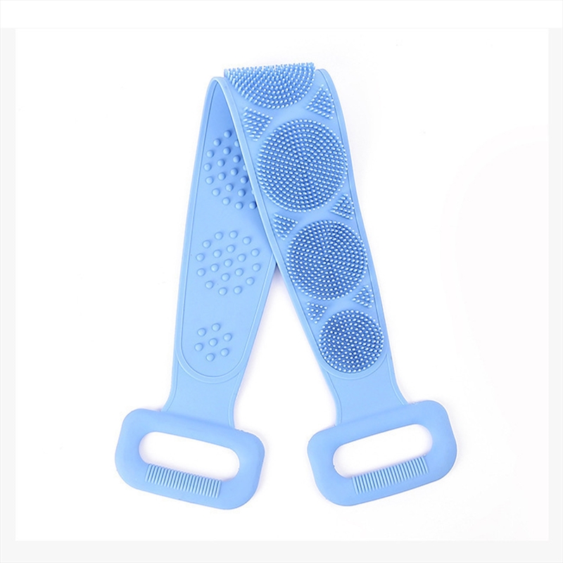 A+Living Silicone Back Scrub Strap with Towel and Brush for Shower Exfoliation Blue/Product Detail/Homewares