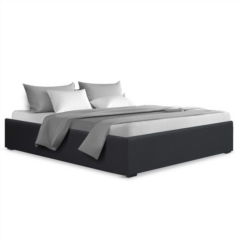 Artiss TOKI Double Size Storage Gas Lift Bed Frame without Headboard Fabric Charcoal/Product Detail/Homewares