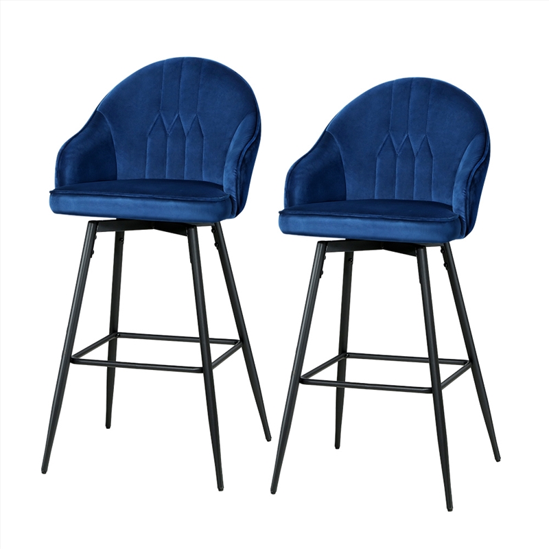 Artiss Set of 2 Bar Stools Kitchen Stool Dining Chairs Velvet Chair Barstool Blue Mesial/Product Detail/Homewares