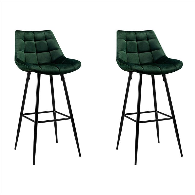 Artiss Set of 2 Velvet Bar Stools - Green/Product Detail/Homewares