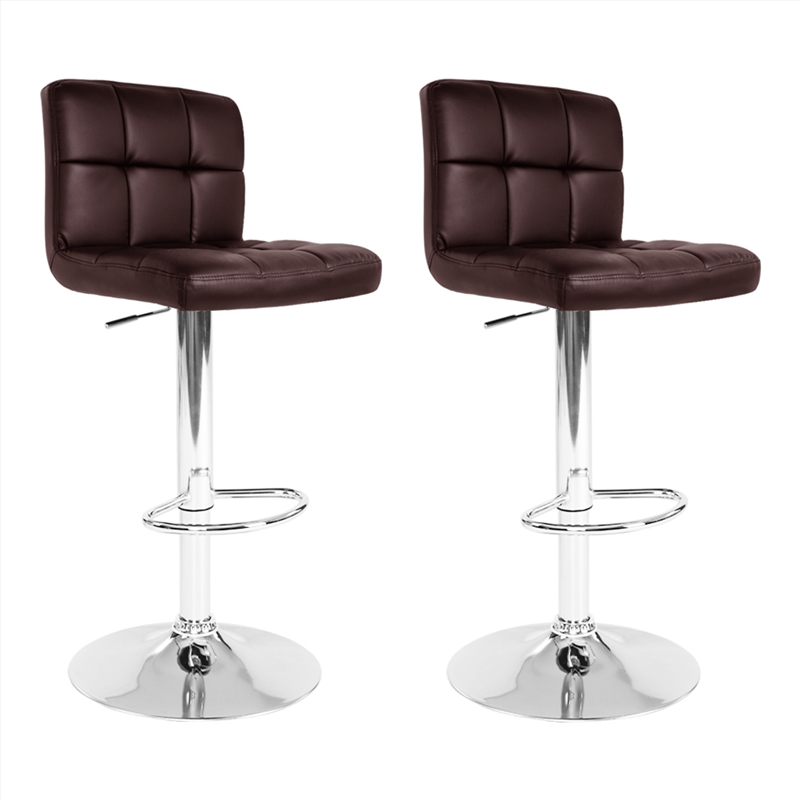 Artiss Set of 2 Gas Lift Bar Stools PU Leather - Chocolate Brown/Product Detail/Homewares