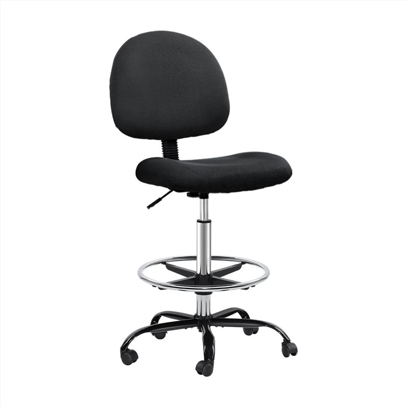 Artiss Office Chair Veer Drafting Stool Fabric Chairs Black/Product Detail/Homewares