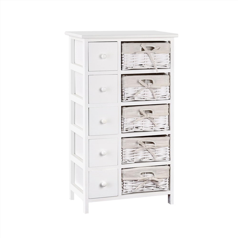 Artiss 5 Basket Storage Drawers - White/Product Detail/Homewares