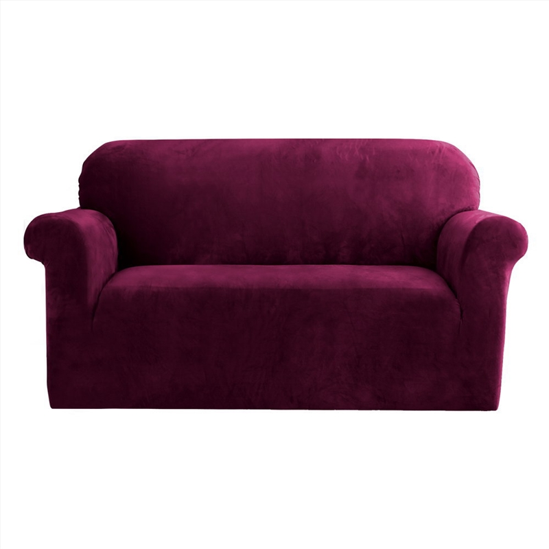 Artiss Velvet Sofa Cover Plush Couch Cover Lounge Slipcover 2 Seater Ruby Red/Product Detail/Homewares