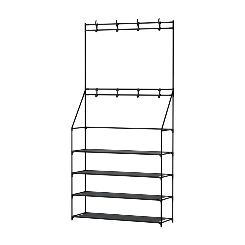 Artiss Shoe Rack Coat Hat Stand Hallway Shoes Storage Tree Metal Shelves Black/Product Detail/Homewares