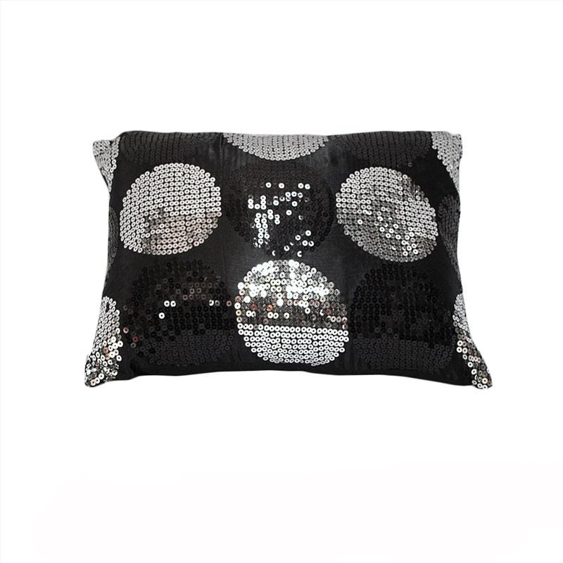 Sequined Black Silver Breakfast Filled Cushion/Product Detail/Cushions