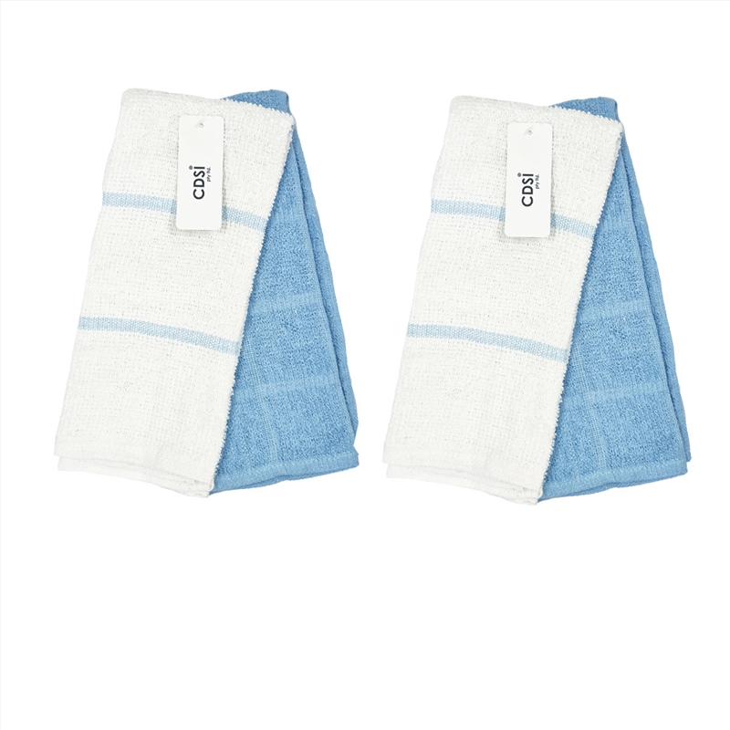 Set of 4 Rosa Cotton Rich Terry Tea Towels 42 x 62cm Light Blue/Product Detail/Homewares