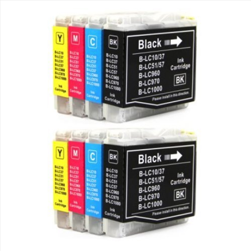 Compatible Premium Ink Cartridges LC57 / LC37  Set of 8 (Bk/C/M/Y x 2 ea) - for use in Brother Print/Product Detail/Stationery