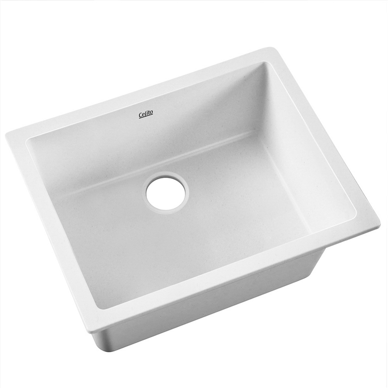 Cefito Stone Kitchen Sink 610X470MM Granite Under/Topmount Basin Bowl Laundry White/Product Detail/Homewares