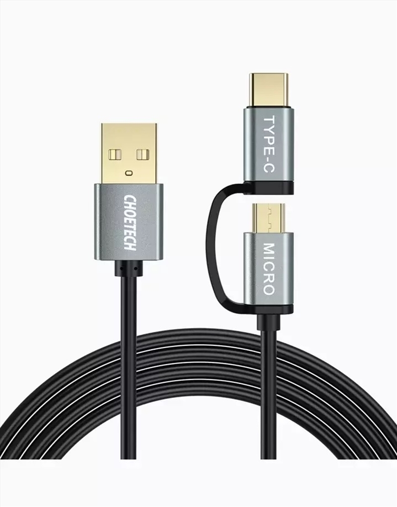 CHOETECH XAC-0012-102BK 2-in-1 USB Type C+Micro USB Cable 1.2m Charge & Sync for Samsung Phones/Product Detail/Cables