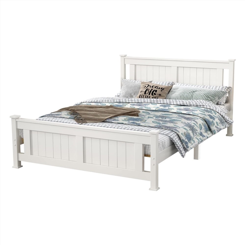 Double Solid Pine Timber Bed Frame &#8211; White/Product Detail/Homewares