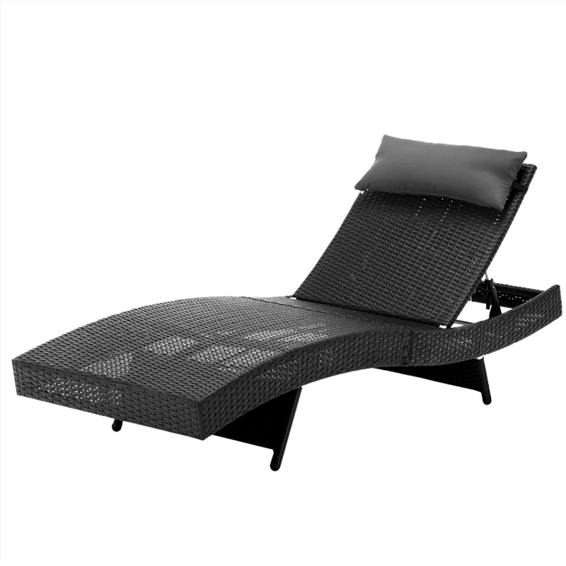 Gardeon Outdoor Wicker Sun Lounge - Black/Product Detail/Outdoor
