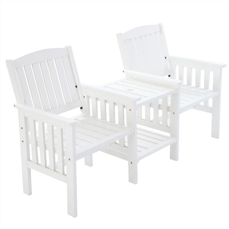 Gardeon Garden Bench Chair Table Loveseat Wooden Outdoor Furniture Patio Park White/Product Detail/Outdoor