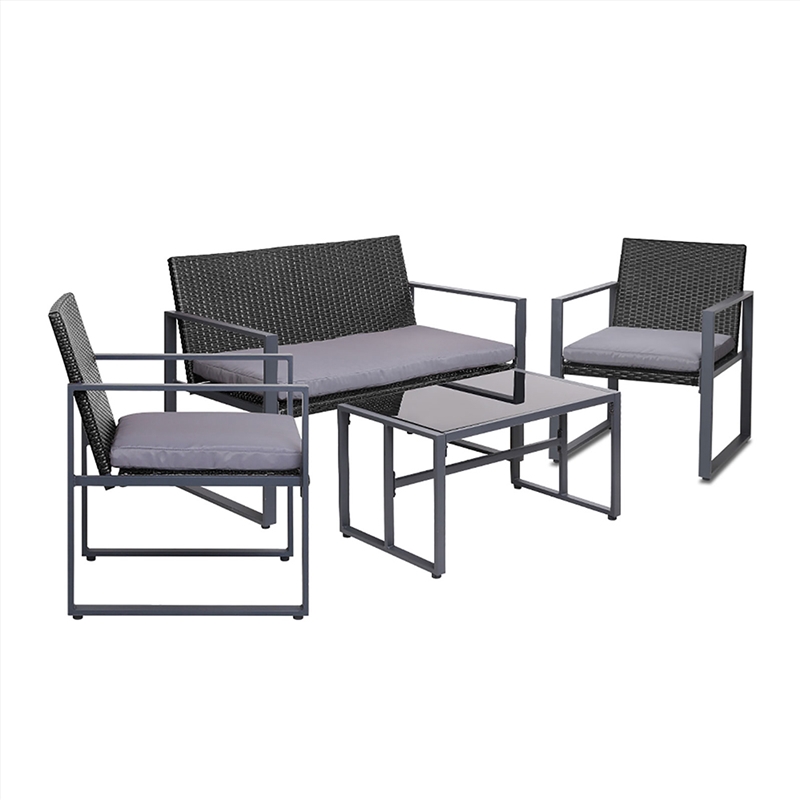 Gardeon 4PC Outdoor Furniture Patio Table Chair Black/Product Detail/Outdoor