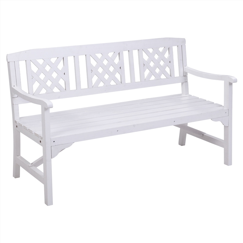 Gardeon Wooden Garden Bench 3 Seat Patio Furniture Timber Outdoor Lounge Chair White/Product Detail/Outdoor