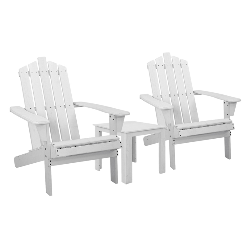 Gardeon Outdoor Sun Lounge Beach Chairs Table Setting Wooden Adirondack Patio Chair White/Product Detail/Outdoor