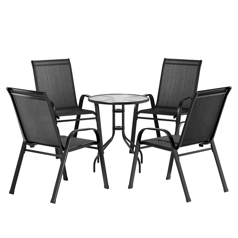 Gardeon Outdoor Furniture 5PC Table and chairs Stackable Bistro Set Patio Coffee/Product Detail/Outdoor