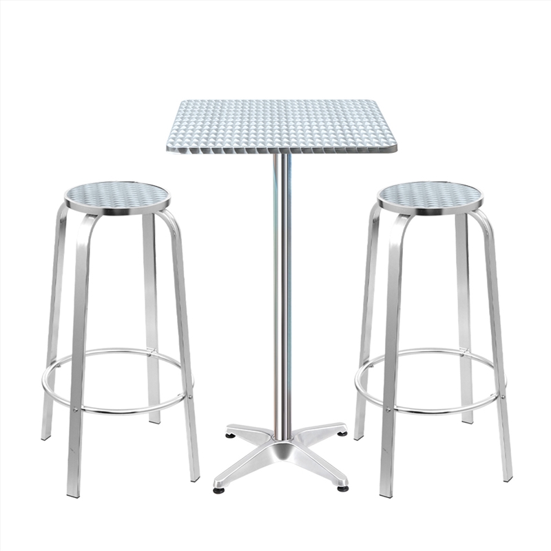Gardeon Outdoor Bistro Set Bar Table Stools Adjustable Aluminium Cafe 3PC Square/Product Detail/Outdoor