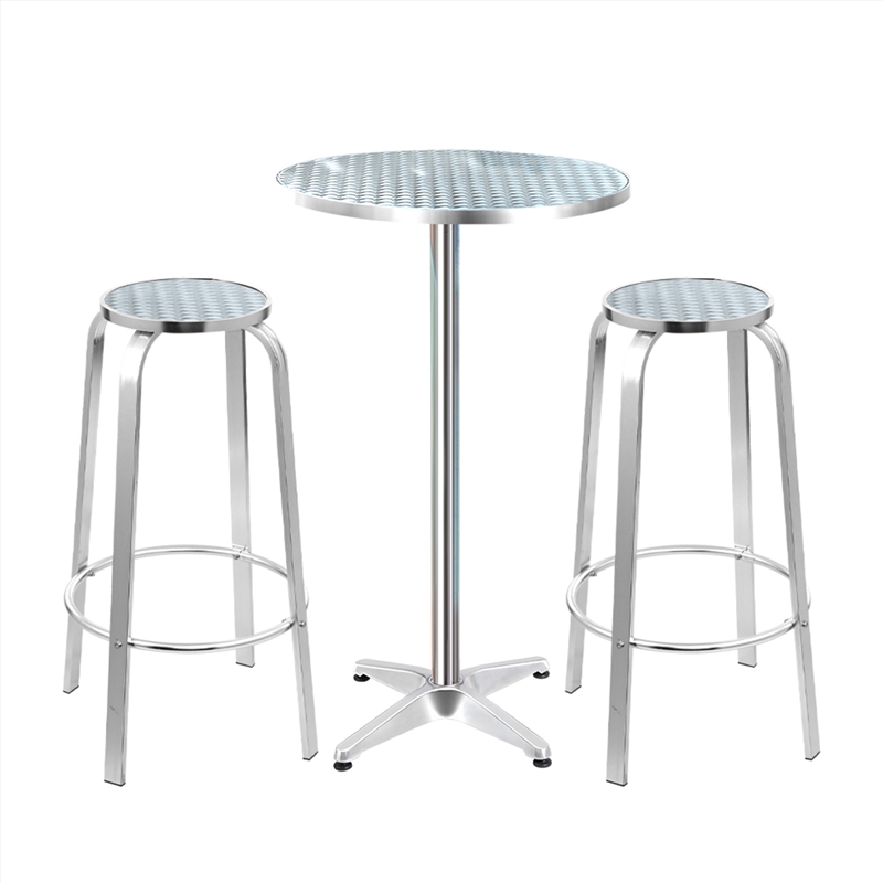 Gardeon Outdoor Bistro Set Bar Table Stools Adjustable Aluminium Cafe 3PC Round/Product Detail/Outdoor