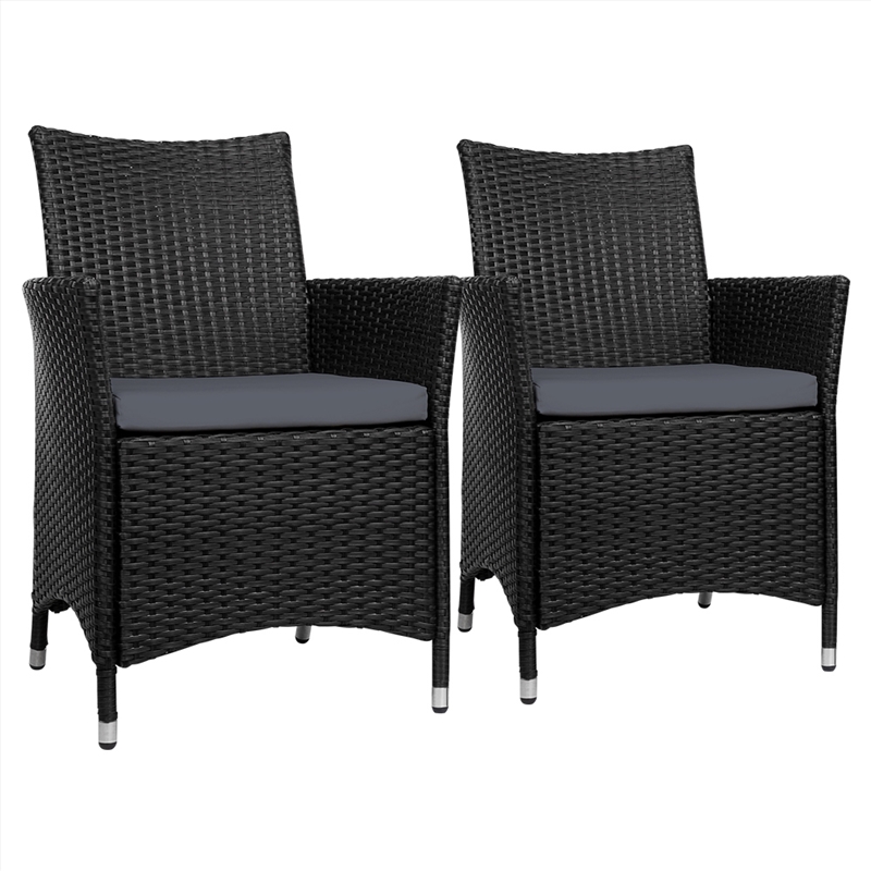 Set of 2 Outdoor Bistro Set Chairs Patio Furniture Dining Wicker Garden Cushion Gardeon/Product Detail/Outdoor