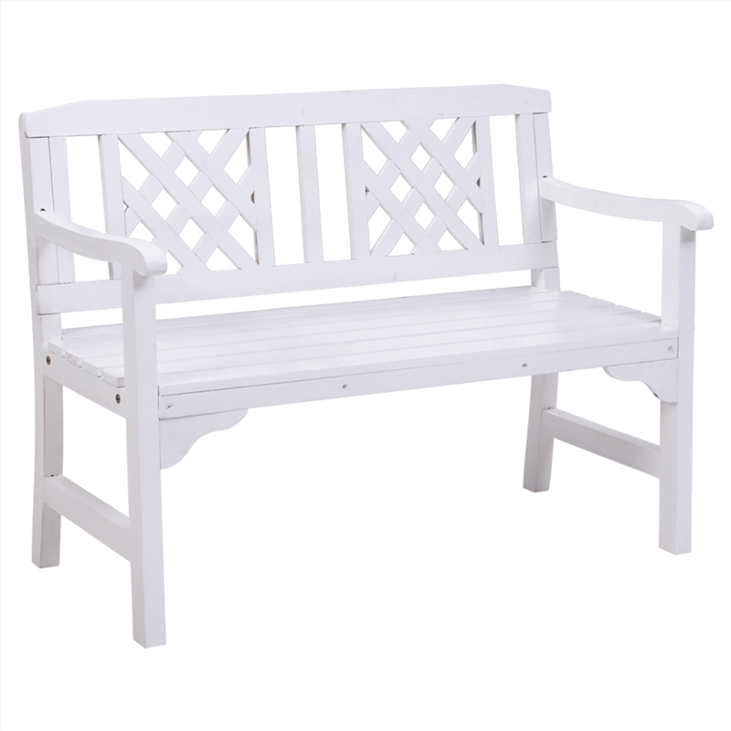 Gardeon Wooden Garden Bench 2 Seat Patio Furniture Timber Outdoor Lounge Chair White/Product Detail/Outdoor
