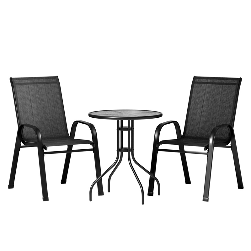 Gardeon Outdoor Furniture 3PC Table and chairs Stackable Bistro Set Patio Coffee/Product Detail/Outdoor