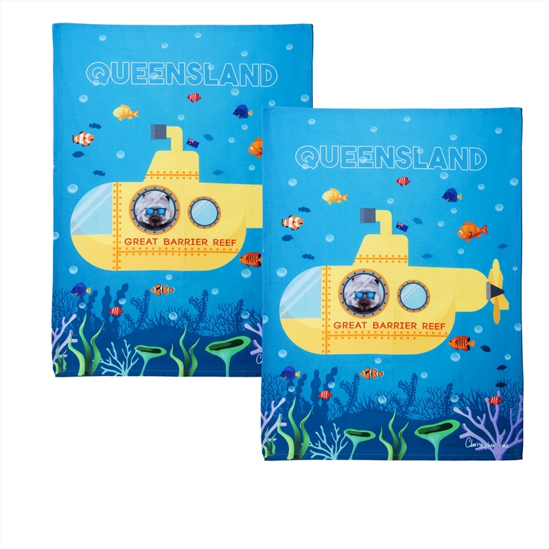 IDC Homewares Set of 2 Christopher Vine Design Tea Towels Great Barrier Reef/Product Detail/Homewares