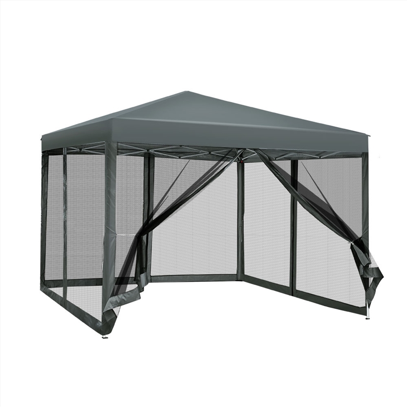 Instahut Gazebo Pop Up Marquee 3x3 Wedding Side Mesh Wall Outdoor Gazebos Grey/Product Detail/Outdoor