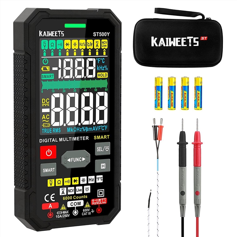 KAIWEETS ST500Y Digital Multimeter Voltmeter Ohmmeter 6000 Counts Auto-range/Product Detail/Outdoor