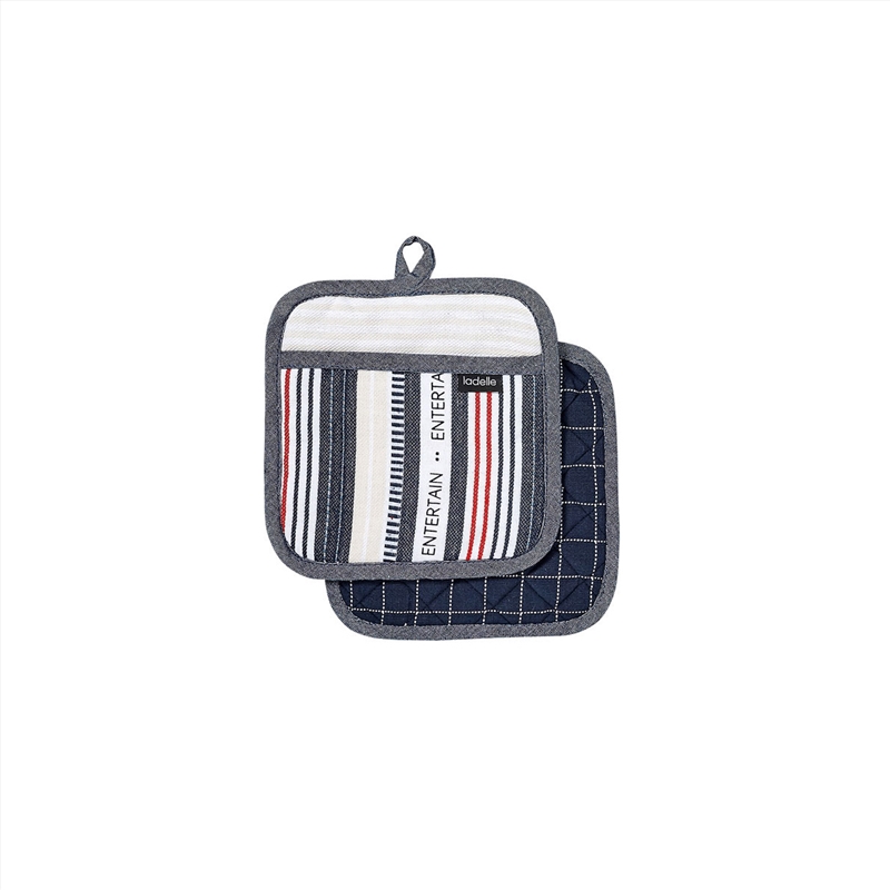 Ladelle Entertainer Charcoal Set of 2 Pot Holders 21 x 21 cm/Product Detail/Homewares