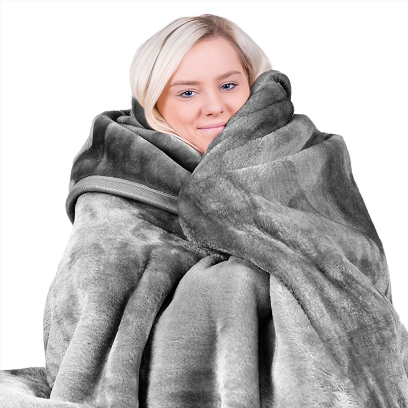Laura Hill Double-sided Large 220 X 240cm Faux Mink Throw Rug Blanket 800-gsm Heavy - Silver/Product Detail/Manchester