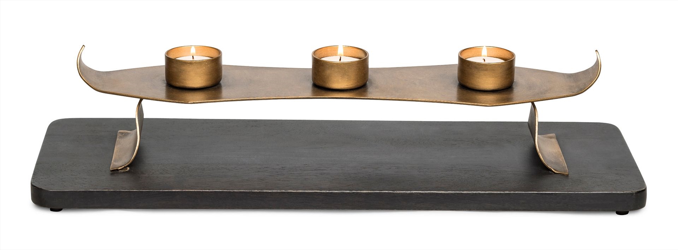 Decorative Black Gold Tea Light Metal Candle Holder Stand with Wooden Base/Product Detail/Candles