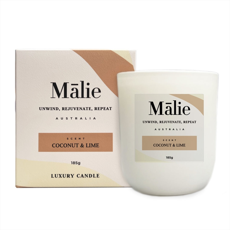 Coconut & Lime Luxury Soy Candle 185g - Malie/Product Detail/Candles