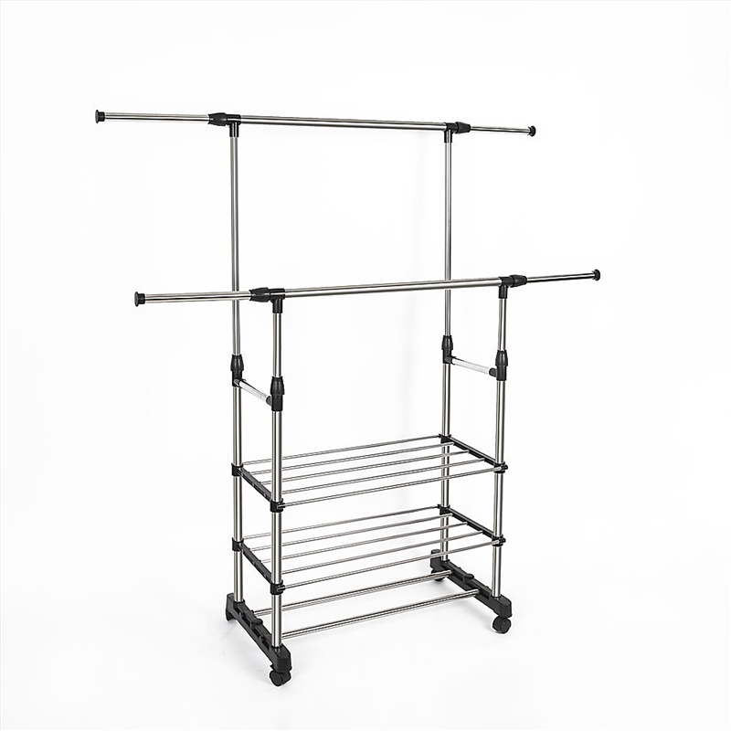 Heavy Duty Commercial Garment Rack Double Bar Rolling Collapsible Clothing Shelf/Product Detail/Homewares