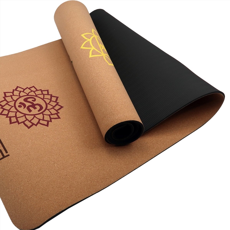 Powertrain Cork Yoga Mat with Carry Straps Home Gym Pilates - Chakras/Product Detail/Gym Accessories