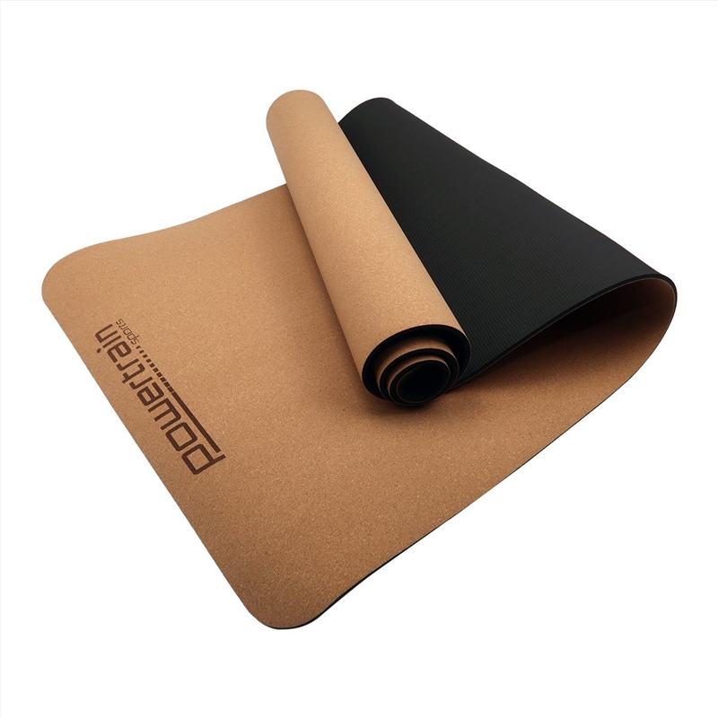 Powertrain Cork Yoga Mat with Carry Straps Home Gym Pilates - Plain/Product Detail/Gym Accessories