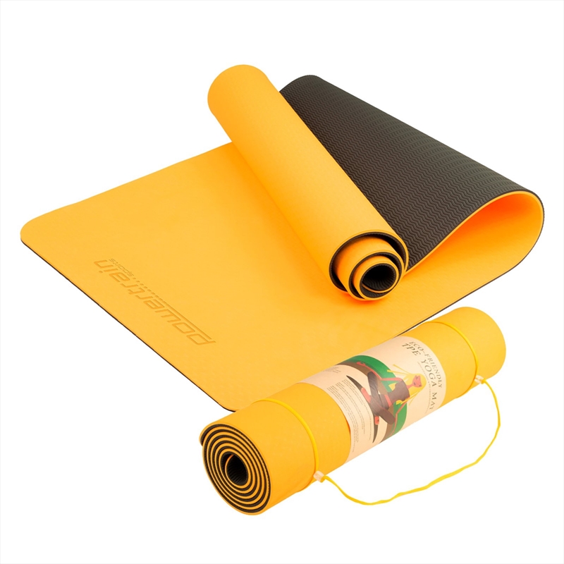 Powertrain Eco-friendly Dual Layer 8mm Yoga Mat  Orange  Non-slip Surface And Carry Strap For Ulti/Product Detail/Gym Accessories