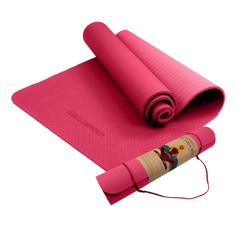 Powertrain Eco-friendly Dual Layer 6mm Yoga Mat  Pink  Non-slip Surface And Carry Strap For Ultima/Product Detail/Gym Accessories